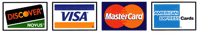 We Accept Discover Card, Visa, Master Card, and American Express